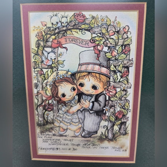 Vtg Jody Bergman Framed Forever Print Whatssoever Things Are Pure Bride & Groom - Picture 1 of 10
